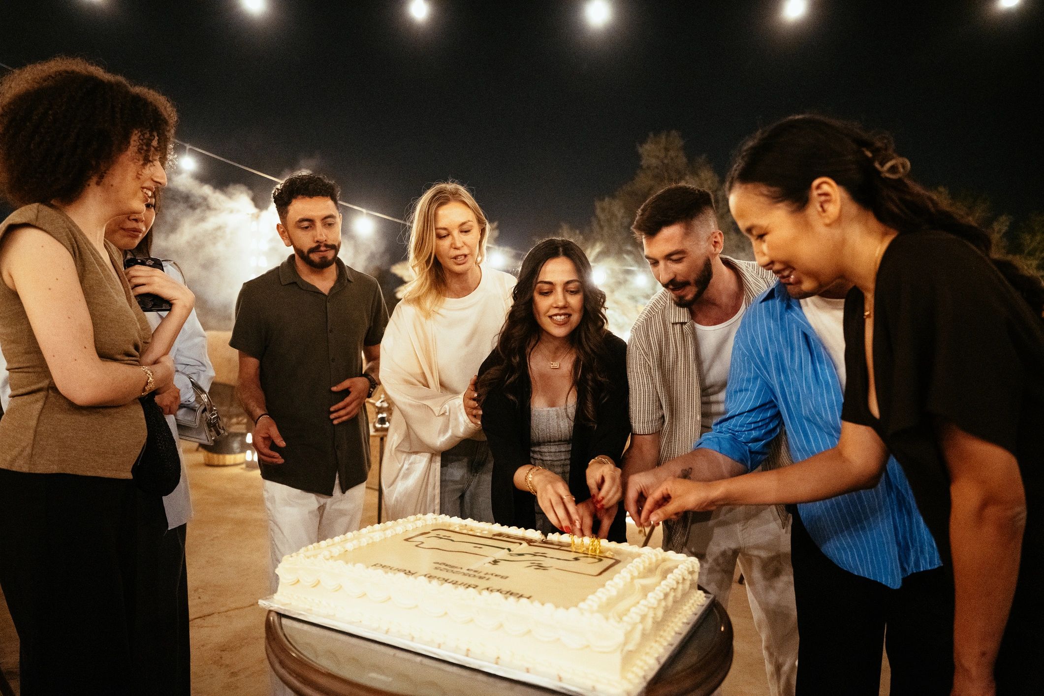 Group celebrating together in a party setting