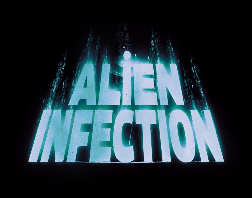 The text 'Alien Infection' glowing in green on a dark background.